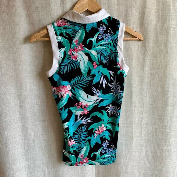 NWT Tommy Bahama Sleeveless Polo Tank Top Size XS Preppy Tropical Golf Top - Picture 4 of 15
